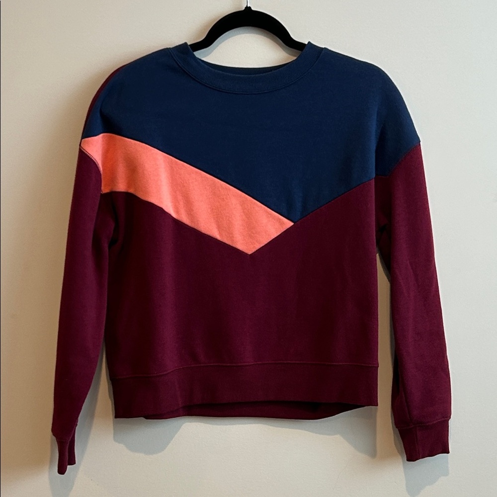 Colorblock Sweatshirt in Blue, Pink, and Burgundy